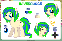 Size: 1100x732 | Tagged: safe, imported from derpibooru, oc, oc:ravebounce, earth pony, pony, bust, commission, freckles, full body, happy, laughing, looking at you, one eye closed, portrait, reference, reference sheet, show accurate, smiling, smiling at you, solo, tongue out, wink, winking at you