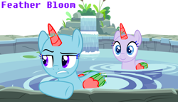 Size: 3732x2130 | Tagged: safe, artist:feather_bloom, imported from derpibooru, pony, base, bush, free to use, lilypad, ms paint, spa, stone, swimming pool, water, waterfall