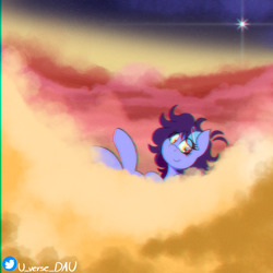 Size: 3000x3000 | Tagged: safe, artist:juniverse, imported from derpibooru, oc, oc only, oc:juniverse, earth pony, pony, cloud, colored, cute, fact, jupiter, lying down, lying on a cloud, on a cloud, planet, planet exploration, resting, smiling, solo, space, space pony, stars, storm, storm eye, sun, universe pony