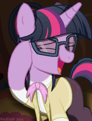 Size: 718x942 | Tagged: safe, artist:realdash, imported from derpibooru, twilight sparkle, pony, unicorn, alternate hairstyle, alternate timeline, alternate universe, bow, clothes, cute, eyes closed, female, glasses, golden oaks library, hoof on face, librarian, mare, milf, older, older twilight, open mouth, pantyhose, pixel art, show accurate, smiling, solo, twiabetes, unicorn twilight