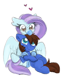 Size: 1376x1732 | Tagged: safe, artist:lbrcloud, imported from derpibooru, oc, oc only, oc:ocean breeze (savygriffs), oc:red card, classical hippogriff, hippogriff, pegasus, blushing, cuddling, duo, duo male and female, female, friendshipping, heart, hippogriff oc, hug, hug from behind, male, shipping, simple background, sketch, white background