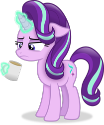 Size: 3046x3636 | Tagged: safe, artist:anime-equestria, imported from derpibooru, starlight glimmer, pony, unicorn, coffee, female, horn, levitation, magic, mare, mug, simple background, solo, telekinesis, tired, transparent background, vector