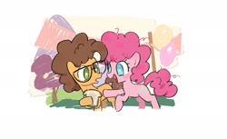 Size: 1800x1099 | Tagged: safe, artist:xiaowangzidemianyang, imported from derpibooru, cheese sandwich, pinkie pie, earth pony, pony, duo, female, filly, foal, glasses