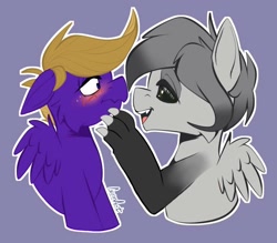 Size: 830x727 | Tagged: safe, artist:cozziesart, imported from ponybooru, oc, pony, female, looking at each other, male, mare