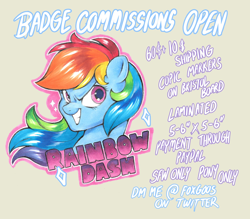 Size: 2048x1791 | Tagged: safe, artist:foxgoo, imported from twibooru, rainbow dash, pegasus, pony, advertisement, bust, faic, female, frown, image, mare, png, smug, smugdash, solo, text