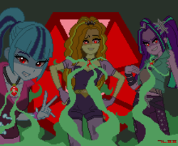 Size: 2200x1800 | Tagged: safe, artist:gonicfanfic, imported from derpibooru, adagio dazzle, aria blaze, sonata dusk, equestria girls, pixel art, the dazzlings