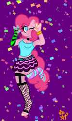 Size: 343x577 | Tagged: safe, artist:the-starprince, imported from derpibooru, pinkie pie, anthro, earth pony, clothes, confetti, female, solo