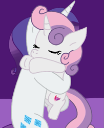 Size: 645x796 | Tagged: safe, artist:cmara, imported from derpibooru, rarity, sweetie belle, pony, unicorn, eyes closed, female, hug, siblings, sisters