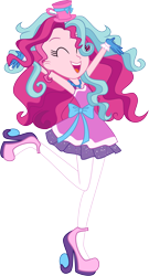 Size: 4687x8699 | Tagged: safe, artist:shootingstarsentry, imported from derpibooru, oc, oc:sweetie treat, equestria girls, absurd resolution, clothes, dress, female, offspring, parent:cheese sandwich, parent:pinkie pie, parents:cheesepie, simple background, socks, solo, stockings, thigh highs, transparent background
