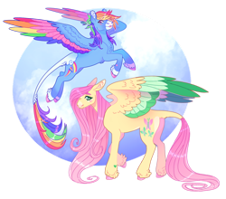 Size: 1280x1126 | Tagged: safe, artist:s0ftserve, imported from derpibooru, fluttershy, rainbow dash, pony, alternate design, colored wings, multicolored wings, wings