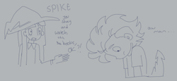 Size: 1240x571 | Tagged: safe, artist:spaceboycelebration, imported from derpibooru, spike, twilight sparkle, human, duo, hat, humanized, tail, tailed humanization, witch hat