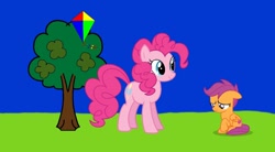 Size: 1080x598 | Tagged: safe, imported from twibooru, screencap, pinkie pie, scootaloo, earth pony, pegasus, pony, series:mlp animation's short films, series:the kite, image, needs more jpeg, sad, stuck, tree