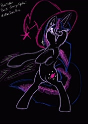 Size: 2896x4096 | Tagged: safe, artist:novadoesarts, imported from derpibooru, twilight sparkle, pony, unicorn, bipedal, female, hat, mare, one eye closed, open mouth, open smile, smiling, solo, unicorn twilight, wink, witch hat