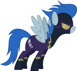 Size: 934x856 | Tagged: safe, artist:ponyfan4, imported from derpibooru, nightshade, pegasus, pony, female, goggles, gritted teeth, mare, shadowbolts, shadowbolts uniform, solo, solo female, spread wings, teeth, vector, wings