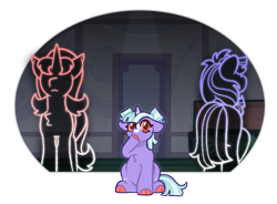 Size: 1020x750 | Tagged: safe, artist:queerhorses, imported from derpibooru, double diamond, starlight glimmer, oc, oc:star glow, earth pony, pony, unicorn, cloven hooves, colored hooves, female, filly, foal, male, next generation, offspring, parent:double diamond, parent:starlight glimmer, parents:glimmerdiamond, pigtails