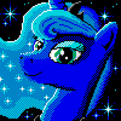 Size: 800x800 | Tagged: safe, artist:dhm, imported from derpibooru, princess luna, pony, /mlp/, looking at you, pixel art, pixelcanvas, solo, stars