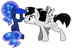 Size: 1153x772 | Tagged: safe, artist:amporaaffiliator, artist:sori-adopts-n-bases, artist:taionafan369, editor:taionafan369, imported from derpibooru, princess luna, oc, oc:prince william wind, oc:wildwind, alicorn, pegasus, pony, series:the chronicles of nyx, series:the next generation, series:the nyxian alliance, alicorn oc, base artist:amporaaffiliator, base artist:sori-adopts-n-bases, base used, base:amporaaffiliator, base:sori-adopts-n-bases, canon x oc, duo, duo male and female, female, horn, husband and wife, male, male and female, mare, pegasus oc, prince and princess, shipping, simple background, stallion, stallion oc, straight, transparent background, wildluna, wings