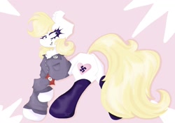 Size: 1474x1046 | Tagged: safe, artist:morgue-mare, imported from derpibooru, oc, oc:aryanne, earth pony, pony, blonde, blonde mane, blonde tail, butt, clothes, cute, female, mare, nazi, plot, socks, solo, tail, white coat