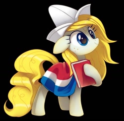 Size: 1024x1000 | Tagged: safe, artist:pepooni, imported from ponybooru, oc, oc only, pony, book, cap, cute, dutch, dutch cap, flag, hat, nation ponies, national flag, netherlands, ponified, simple background, solo, species swap