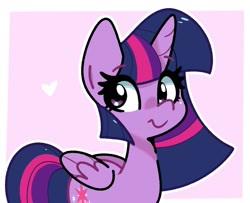 Size: 1973x1606 | Tagged: safe, artist:kindakismet, imported from derpibooru, twilight sparkle, alicorn, pony, abstract background, heart, passepartout, solo, twilight sparkle (alicorn)