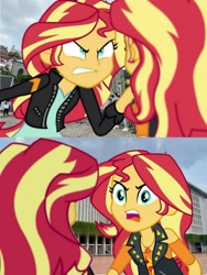 Size: 1500x2000 | Tagged: safe, imported from derpibooru, sunset shimmer, equestria girls, equestria girls series, forgotten friendship, friendship games, angry, double sunset, equestria girls in real life, furious, geode of empathy, gritted teeth, irl, magical geodes, narrowed eyes, photo, rage, rageset shimmer, self paradox, teeth