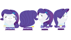 Size: 739x415 | Tagged: safe, imported from derpibooru, rarity, equestria girls, base used, female, front view, rear view, reference sheet, side view, simple background, solo, south park, style emulation, transparent background, turnaround