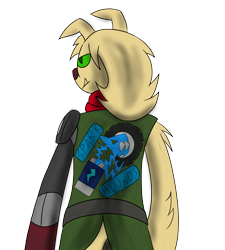 Size: 2880x3200 | Tagged: safe, artist:derpanater, imported from derpibooru, oc, oc only, oc:scrappy, diamond dog, fallout equestria, clothes, logo, looking away, scarf, simple background, solo, white background