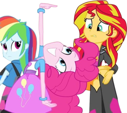 Size: 2824x2520 | Tagged: safe, edit, edited screencap, editor:homersimpson1983, imported from derpibooru, screencap, pinkie pie, rainbow dash, sunset shimmer, human, equestria girls, rainbow rocks, background removed, female, not a vector, simple background, transparent background