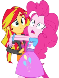 Size: 1925x2520 | Tagged: safe, edit, edited screencap, editor:homersimpson1983, imported from derpibooru, screencap, pinkie pie, sunset shimmer, human, equestria girls, rainbow rocks, background removed, female, not a vector, simple background, transparent background