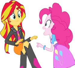 Size: 2767x2520 | Tagged: safe, edit, edited screencap, editor:homersimpson1983, imported from derpibooru, screencap, pinkie pie, sunset shimmer, human, equestria girls, rainbow rocks, background removed, female, not a vector, simple background, transparent background