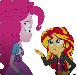 Size: 2590x2520 | Tagged: safe, edit, edited screencap, editor:homersimpson1983, imported from derpibooru, screencap, pinkie pie, sunset shimmer, human, equestria girls, rainbow rocks, background removed, female, not a vector, simple background, transparent background