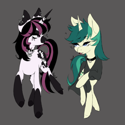 Size: 2048x2048 | Tagged: safe, artist:toxikil, imported from derpibooru, oc, oc only, oc:blitz chord, oc:spring starflower, pony, unicorn, choker, cute, female, high res, trans female, transgender