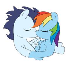 Size: 850x720 | Tagged: safe, artist:dasher666, imported from derpibooru, rainbow dash, soarin', pegasus, pony, female, kiss on the lips, kissing, male, mare, shipping, simple background, soarindash, stallion, straight, white background