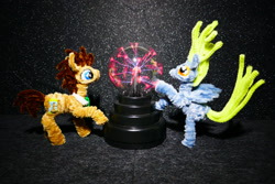 Size: 1600x1068 | Tagged: safe, alternate version, artist:malte279, imported from derpibooru, part of a set, derpy hooves, doctor whooves, time turner, chenille, chenille stems, chenille wire, craft, pipe cleaner sculpture, pipe cleaners, plasma ball