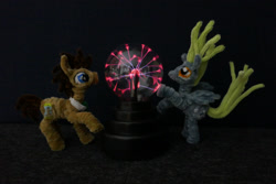 Size: 2000x1334 | Tagged: safe, alternate version, artist:malte279, imported from derpibooru, part of a set, derpy hooves, doctor whooves, time turner, chenille, chenille stems, chenille wire, craft, pipe cleaner sculpture, pipe cleaners, plasma ball