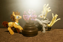 Size: 2000x1333 | Tagged: safe, alternate version, artist:malte279, imported from derpibooru, part of a set, derpy hooves, doctor whooves, time turner, chenille, chenille stems, chenille wire, craft, pipe cleaner sculpture, pipe cleaners, plasma ball