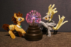 Size: 1600x1067 | Tagged: safe, alternate version, artist:malte279, imported from derpibooru, part of a set, derpy hooves, doctor whooves, time turner, chenille, chenille stems, chenille wire, craft, pipe cleaner sculpture, pipe cleaners, plasma ball