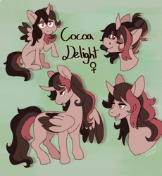 Size: 1780x1935 | Tagged: safe, artist:cinnamonsparx, imported from derpibooru, oc, oc only, oc:cocoa delight, alicorn, pony, colored wings, female, mare, solo, two toned wings, wings