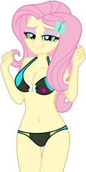 Size: 3421x6851 | Tagged: safe, artist:emeraldblast63, imported from derpibooru, fluttershy, human, equestria girls, belly button, bikini, breasts, busty fluttershy, cleavage, clothes, grin, lidded eyes, smiling, solo, stupid sexy fluttershy, swimsuit