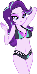 Size: 3428x6837 | Tagged: safe, artist:emeraldblast63, imported from derpibooru, starlight glimmer, human, equestria girls, armpits, bedroom eyes, belly button, bikini, bikini bottom, bikini top, breasts, busty starlight glimmer, cleavage, clothes, eyeshadow, female, legs, lidded eyes, looking at you, makeup, midriff, simple background, smiling, smiling at you, solo, swimsuit, thighs, transparent background, underboob