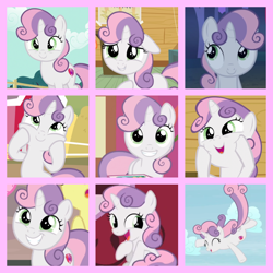 Size: 800x800 | Tagged: safe, artist:twilyisbestpone, edit, edited screencap, imported from derpibooru, screencap, sweetie belle, pony, unicorn, bloom and gloom, family appreciation day, growing up is hard to do, hard to say anything, marks and recreation, season 2, season 3, season 5, season 7, season 9, sleepless in ponyville, the one where pinkie pie knows, spoiler:s09, 2022, collage, cute, diasweetes, female, filly, foal, older, older sweetie belle