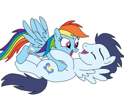 Size: 869x720 | Tagged: safe, artist:dasher666, imported from derpibooru, rainbow dash, soarin', pegasus, pony, female, male, mare, shipping, soarindash, stallion, straight