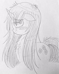 Size: 2333x2938 | Tagged: safe, imported from derpibooru, rarity, pony, unicorn, crying, mane down, sad, traditional art