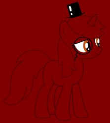 Size: 858x964 | Tagged: safe, artist:ccartfulgrl, artist:spitfirethepegasusfan39, pony, unicorn, adult blank flank, base used, blank flank, hat, male, monocle, mr. men, mr. uppity, ponified, red background, simple background, smiling, solo, stallion, top hat