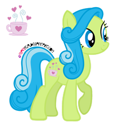 Size: 1280x1386 | Tagged: safe, artist:nyanysa, idw, imported from derpibooru, tealove, earth pony, pony, cute, cutie mark, female, idw showified, mare, raised hoof, simple background, transparent background