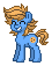 Size: 180x228 | Tagged: safe, imported from derpibooru, oc, oc only, oc:blue cookie, earth pony, pony, pony town, cute, earth pony oc, eyes closed, male, photo, pixel art, simple background, smiling, solo, stallion