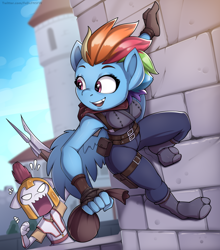 Size: 3058x3472 | Tagged: safe, artist:felixf, imported from derpibooru, rainbow dash, anthro, pegasus, fantasy class, female, male, royal guard