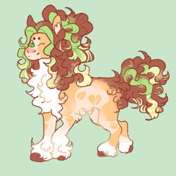 Size: 1500x1500 | Tagged: safe, artist:ghostunes, imported from derpibooru, oc, oc only, oc:tea tree, earth pony, pony, chest fluff, curly hair, curly mane, earth pony oc, green, green background, happy, hoof fluff, leaves, looking at you, multicolored hair, one eye closed, pony oc, raised hoof, raised leg, simple background, smiling, wink, winking at you