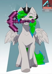 Size: 777x1100 | Tagged: safe, artist:arctic-fox, imported from derpibooru, oc, oc only, oc:tree time, alicorn, pony, alicorn oc, horn, minecraft, solo, wings