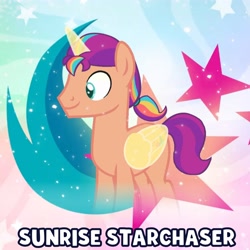 Size: 3600x3600 | Tagged: safe, artist:ramixe dash, imported from derpibooru, sunny starscout, alicorn, g5, g5 to g4, generation leap, male, rule 63, solo, stallion, sun starchaser, text